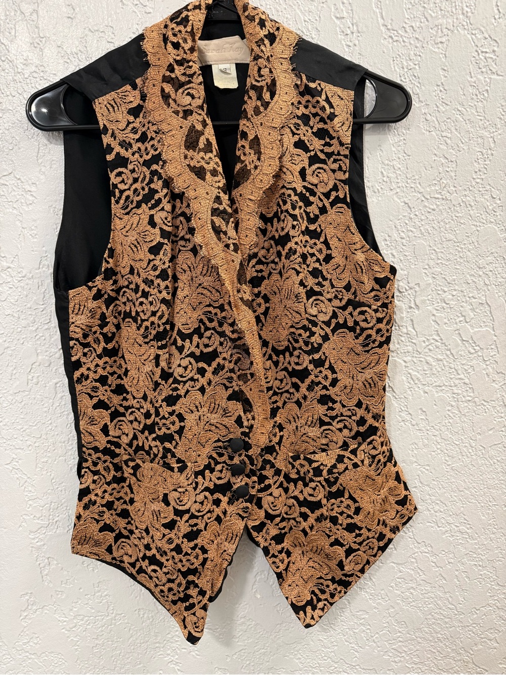 Vintage Sarah Kay Vest Size S - Gold and Black lace